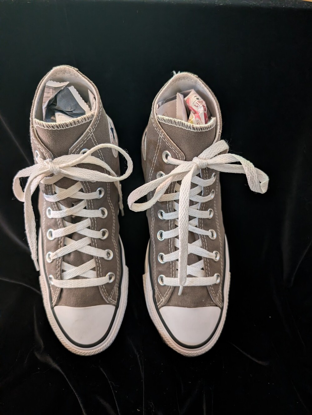 Classic High-Top Canvas Sneakers in Taupe